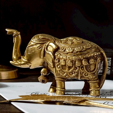歐式進口黃銅辦公室書房桌面玄關招財風水大象擺件創意象禮品禮物