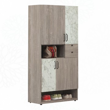 文創集 星空雙色2.7尺四門中空二抽玄關櫃-82x35x184cm免組