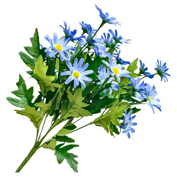 FLORAL M 仿真花 英式花園優雅藍小雛菊花材 客廳臥室裝飾  1個  藍色