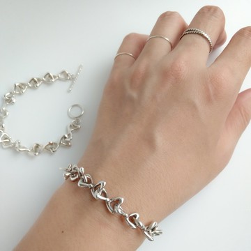 蝴蝶結 手鍊 純銀 粗曠 手工純銀