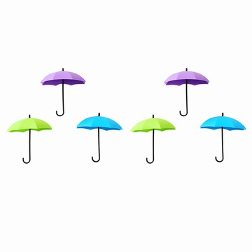 E.dot可愛雨傘造型掛勾3件組 綠色藍色紫色壁掛門後掛鉤  綠色，藍色，紫色  2組
