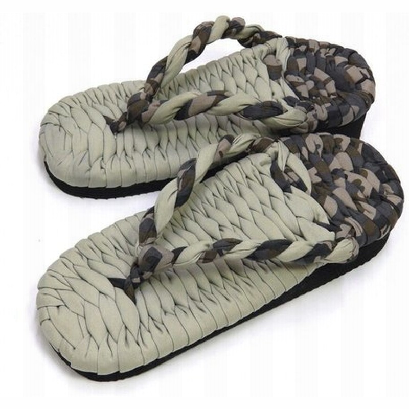 外履き布ぞうり ヒールソール うぐいす色無地と迷彩柄コンビ Camo 3 Mサイズ 通販 Lineポイント最大0 5 Get Lineショッピング