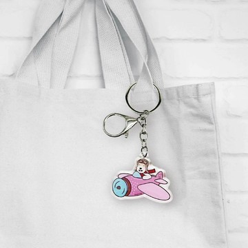 Wirefoxterrier 剛毛獵狐梗 滴膠壓克力鑰匙圈吊飾 飛機款