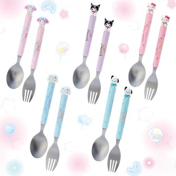 日本三麗鷗美樂蒂玉桂狗帕恰狗庫洛米不銹鋼湯勺子叉子兒童餐具