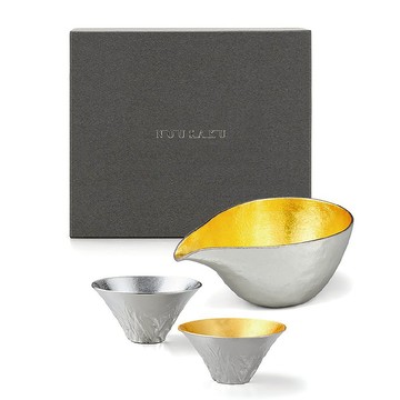 清酒具禮盒 (金箔片口盅L+富士山風情對杯)