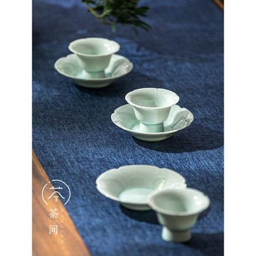 茶間｜湖田窯影青家用小茶杯品茗杯單個日式喝茶杯子手工杯陶瓷