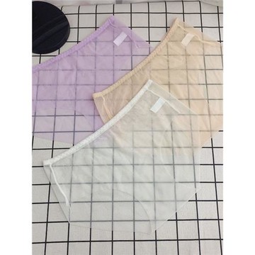 薄軟 透明內褲女全透明性惑火辣性感超薄一片式無痕中腰網紗大碼