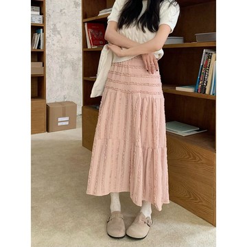 【PING'S🌞】木耳邊 蕾絲 半身裙 女 早春季 新款 法式 溫柔風 長裙 設計感 超僊 初戀 裙子