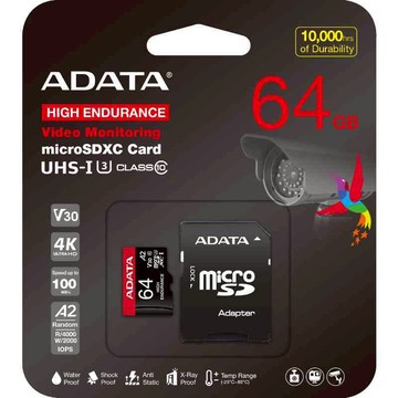 ADATA 威剛 A2 MicroSD 攝錄專用 記憶卡 AUSDX64GUI3V30SHA2-RA1  64GB  1個