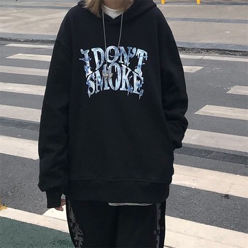 春秋薄款連帽衛衣女ins設計感寬松美式街頭hiphop上衣潮