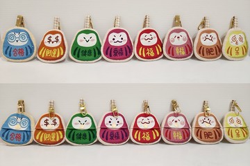 不倒翁福神雙面對花萬用袋 平安符袋