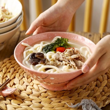 陶瓷碗日式餐具家用雪花瓷可愛吃飯碗米飯碗面碗斗碗方便面碗湯碗