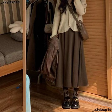【核心賣點】大促銷冬 半身裙 加絨裙 秋冬A字裙 加絨短裙 古著毛呢半身裙女 a字裙 高腰顯瘦 純色 中長款 冬季 in