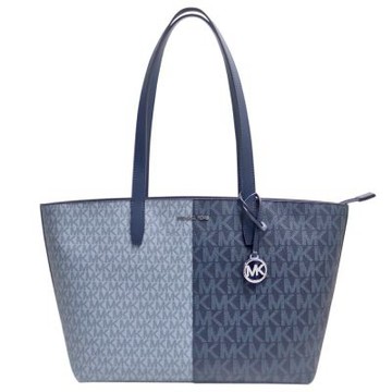 Michael Kors  MK吊飾後口袋滿版雙色防刮皮革托特包(大款)