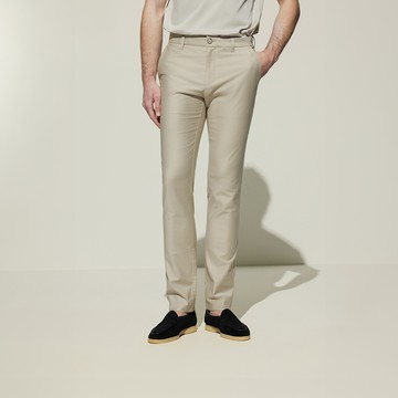 柔軟輕膚彈性斜紋休閒斜袋褲/沙色 | 5116100512