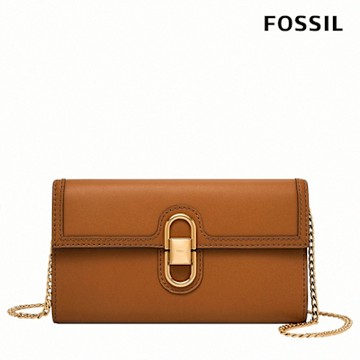 FOSSIL Avondale 真皮斜背式WOC長夾小包-咖啡色 ZB1887216