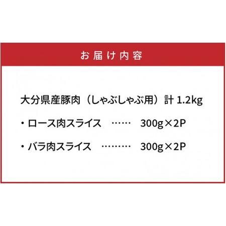 ふるさと納税 0045N_美味しい大分県産豚のしゃぶしゃぶ ロース＆バラ肉1.2kg 大分県国東市