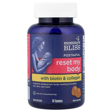 Mommy's Bliss, 產後幫助，含生物維生素和膠原蛋白的修復配方，天然檸檬味，60 粒軟糖