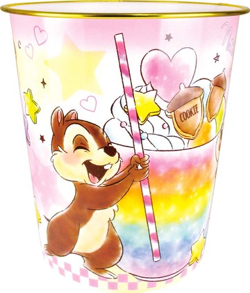 asdfkitty*迪士尼 奇奇蒂蒂冰淇淋 圓型金邊垃圾桶/收納桶/玩具桶-日本正版商品