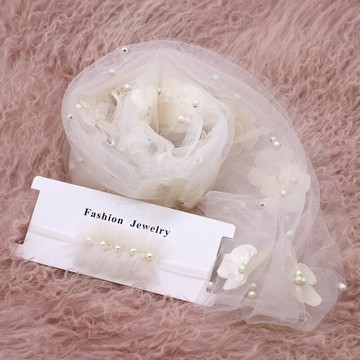 嬰兒拍照雪紡裹紗加珍珠頭飾新生兒影樓攝影輔助裹布背景鋪墊道具