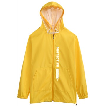防風連帽外套(面罩可拆)-一般款-黃色印花-(非醫療用品)