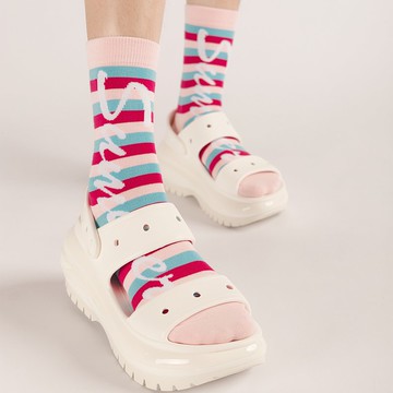 芭比風格條紋印花襪