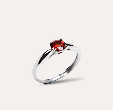 AND 錳鋁榴石 紅色 圓形 5mm 戒指 蛻變系列 Center 天然寶石