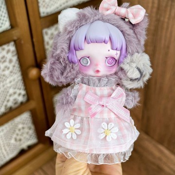 台灣出貨✨ 新款10cm娃衣 潮玩SP娃衣 雛菊格子裙兩件套 17CM衣服光織園毛絨玩偶衣服新款