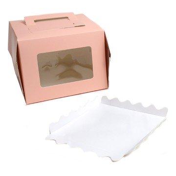 中央流通 迷你蛋糕開窗盒 + 底座套組  50套  粉紅色