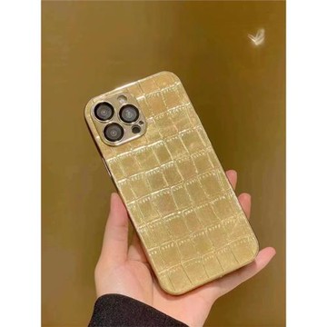 新款歐美適用蘋果16手機殼鱷魚紋iPhone16ProMax全包鏡頭膜15小香風14奢華金色皮質13時尚男女情侶12保護套潮