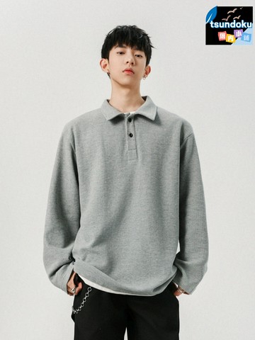 【復古華夫格】POLO領衛衣 情侶衛衣 寬鬆衛衣 潮牌衛衣 秋季上衣 純色百搭 男女同款 秋季日常休閒穿搭