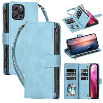 適用于蘋果16 Pro Max斜挎多卡拉鏈錢包款15Plus插卡手機皮套