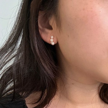 稀有 Baby Akoya 海水珍珠耳環 4–4.5mm 18K金 鑽石 D0.02ct