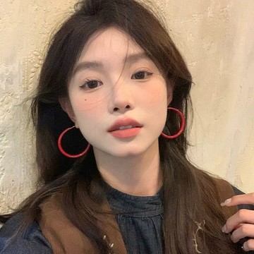 限時特賣🔥 複古港風安可拉紅耳圈秋冬素圈耳環女高級感耳釘女氣質耳扣耳飾品