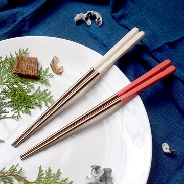 創意六角好筷 玫瑰金系列 5雙入 (亞麻白、珊瑚紅)