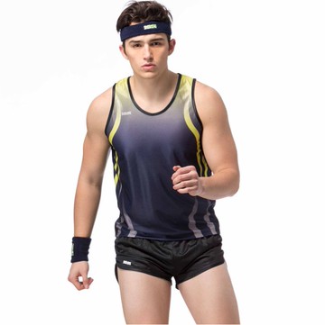 《Sasaki》排汗速乾專業田徑背心(正式徑賽專用)(丈青/豔黃)/882034