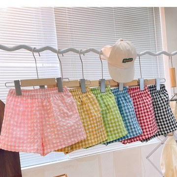 🍀AY🍀 女童短褲 兒童短褲 女童打底短褲 夏季新款 兒童薄款休閒夏裝 兒童格子空調褲 夏款