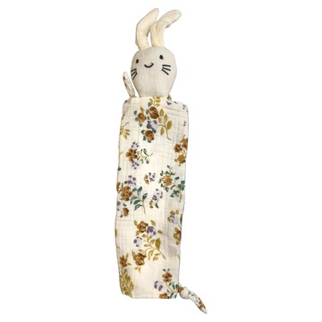 insular 茵秀麗 質感小動物純棉紗布安撫巾  28 x 28cm  繁花 白色  1條