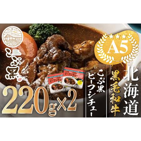 ふるさと納税 北海道産 黒毛和牛 こぶ黒 A5 ビーフ デミ シチュー 計 440g (220g×2パック)＜LC＞ 北海道新ひだか町