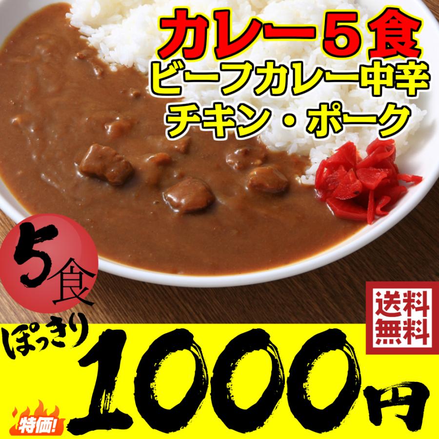 送料無料 レストラン用 レトルトカレー5食お試しセット 1000円ポッキリセール レストランユース