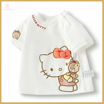 爆款熱推💖全臺免運 【店鋪熱銷】夏季新款女童中小童短袖T恤Hellokitty可愛卡通短袖61兒童節禮物 AYWB
