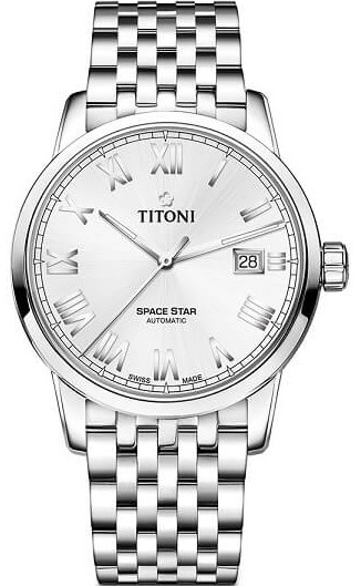 TITONI 梅花錶 天星系列 SPACE_STAR 經典機械腕錶(83538S-561)-40mm-白面鋼帶【刷卡回饋 分期0利率】【APP下單點數13倍送】