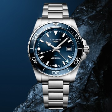 LONGINES 浪琴 HydroConquest 深海征服者 GMT 陶瓷潛水機械錶-43mm L3.890.4.96.6