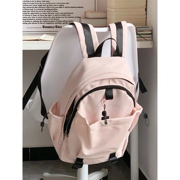 (免運)書包初中女生高顏值小眾多隔層背包美式校園中學生上課粉色雙肩包