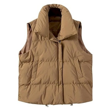 FYYZ 拉鍊鋪棉羽絨背心 L 號  卡其