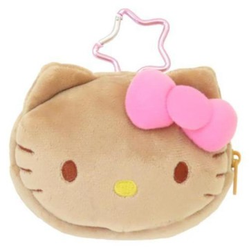 小禮堂 Sanrio 三麗鷗 Hello Kitty 絨毛造型化妝包 (曬黑款)