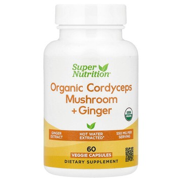 Super Nutrition, 有機蟲草 + 姜，60 粒素食膠囊