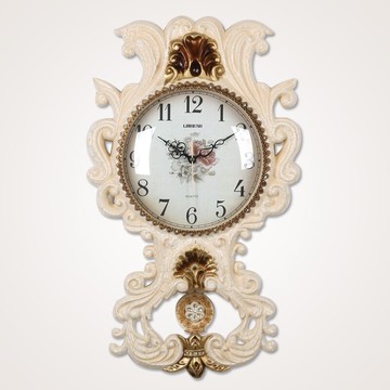 麗盛中號歐式靜音客廳單面掛鐘時鐘掛表臥室鐘表餐廳擺鐘