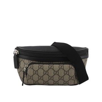 [平輸]GUCCI GG Supreme 塗層帆布及皮革腰包(咖啡色)