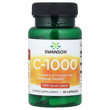 Swanson, 含玫瑰果的維生素 C，1,000 微克，30 粒膠囊